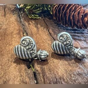 Brighton Heart Earrings Fine Silver .999 Plated Valentine’s Day Dangle Puffy 1”